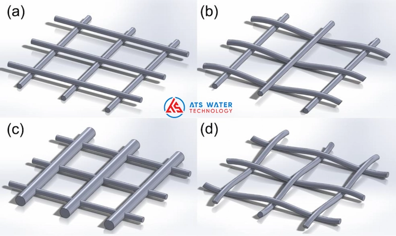 Feed spacer được cấu tạo từ các sợi lưới với cách bố trí đa dạng